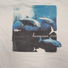 Hawaiian Style Ahi Tuna Fish Art T Shirt XL White Outdoor Deep Sea Fishing
