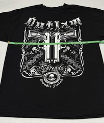 Outlaw Threadz Affliction Style Skull Guns Graphics Black T-shirt Size XL