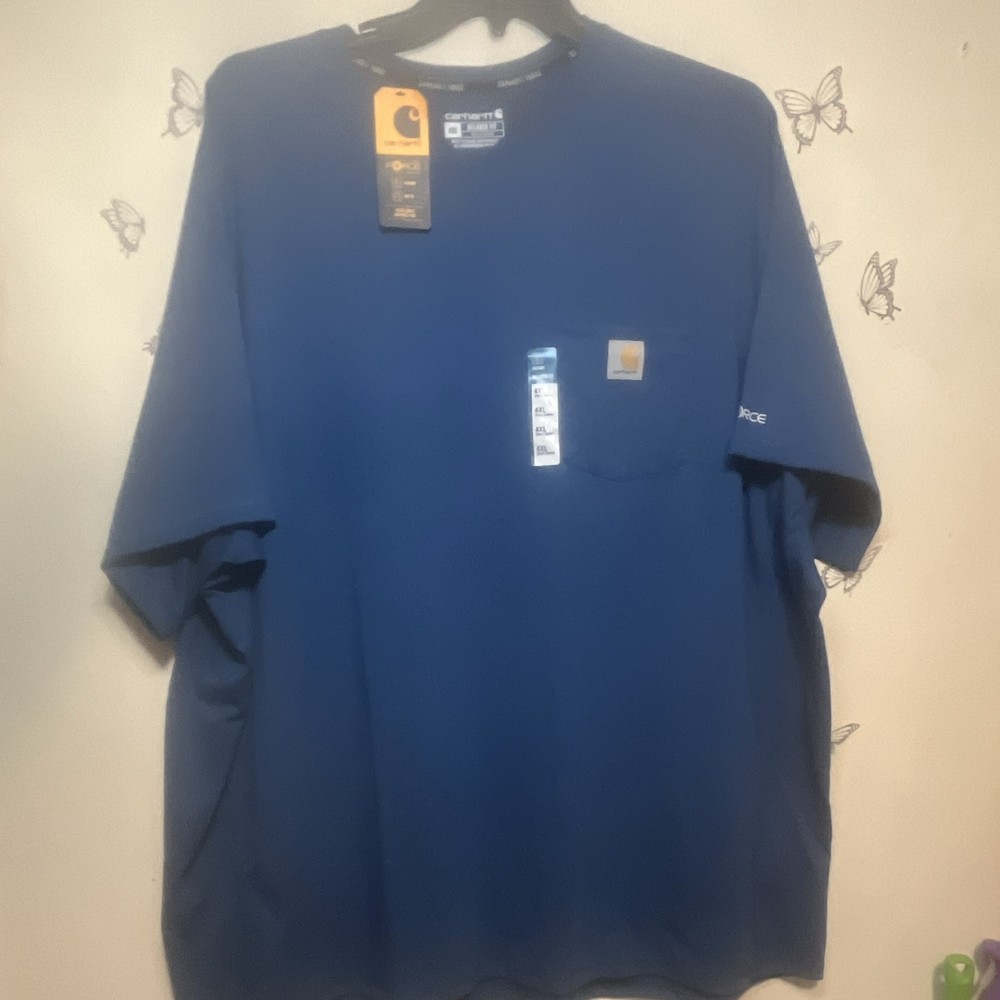 Carhartt Force Men’s 4XL Regular Relaxed Fit Blue UPF 25 Logo Pocket Tee