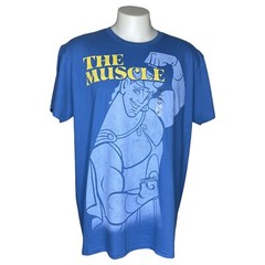 Disney Hercules T-shirt Size XXL The Muscle Blue Large Front Print Yellow White