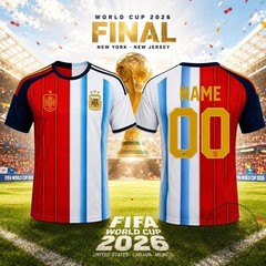Argentina Vs Spain World Cup 2026 Final Half And Half 3D T-shirt All Size GG331