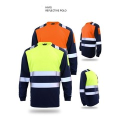 Hi Vis Viz T Shirt High Visibility Safety Reflective Tape Work Top Long Sleeve