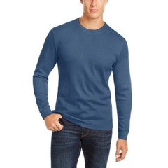 NEW DKNY Men’s L Long Sleeve Crew Neck Shirt Blue Wicking Machine Washable