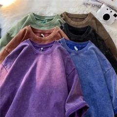 Men’s Oversized Vintage Washed T-Shirt Heavyweight Cotton Loose Streetwear Tee