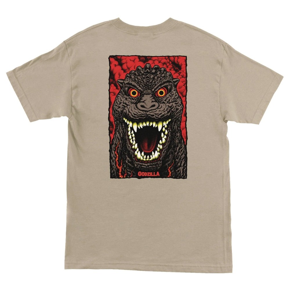 Santa Cruz X Godzilla DESTROYER Skateboard T Shirt SAND