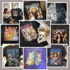 Personalized Pet Portrait T-shirt Custom Dog Cat Face and Name Photo Gift Tee