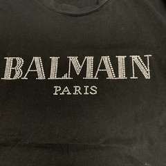 Balmain – Logo T Shirt Rhinestone Buttons – Black – Size: XS