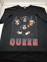 Queen Rock Band Tee T Shirt Bohemian Rhapsody Black Adult Size L 26×21 Gildan