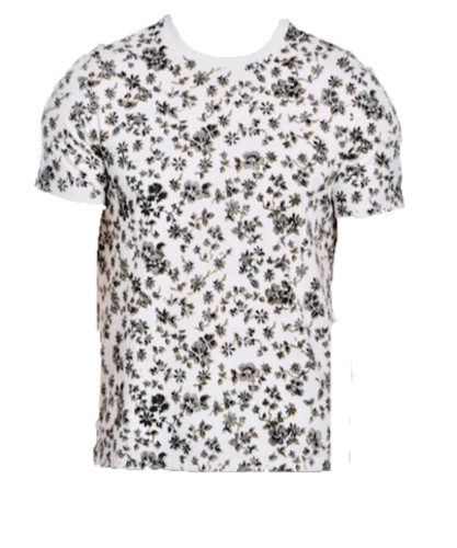 $49.50 Perry Ellis Men’s, Floral Print Crew Neck Tee, White/Black, S