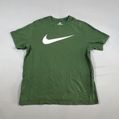 Nike T Shirt Mens Large Green Cotton Swoosh Logo Short Sleeve Crew Neck Pullover