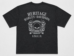 Harley Davidson T-Shirt Cowboy Skull Flames Men’s Large Biker Illinois