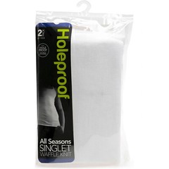 Holeproof All Seasons Waffle Knit Men White Singlet Tank Top Undergarment M19642