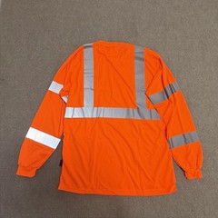OccuNomix Shirt Mens Large Orange Hi Vis Class 3 Reflective Long Sleeve Work