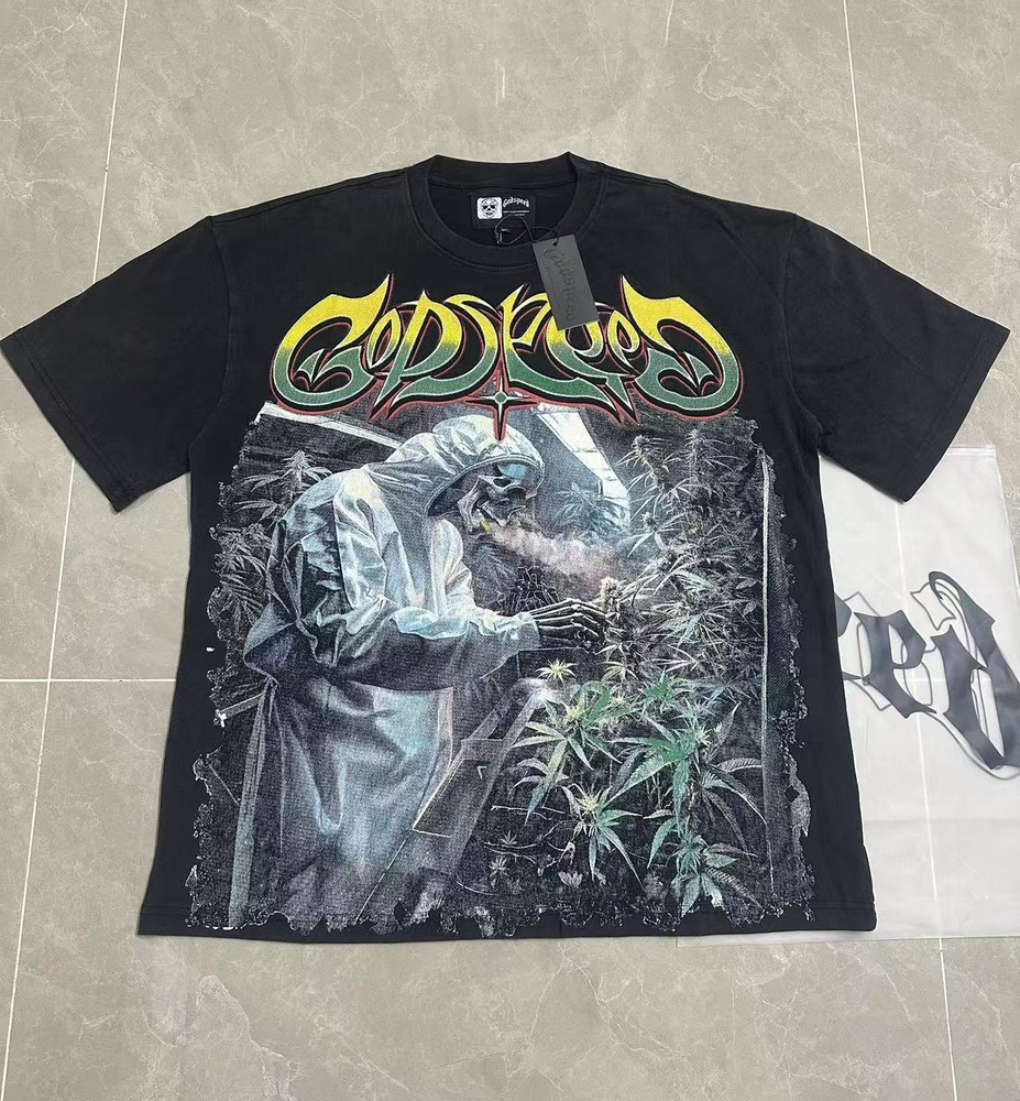 NEW Godspeed Skeleton Farmer Print Logo Tee Mens Cotton Short Sleeve T-shirt