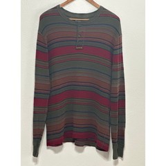 VTG Polo Ralph Lauren Striped Henley XXL Earth Tones Classic Preppy Streetwear