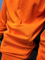 Hi Vis Orange Long Sleeve Safety Hoodie Shirt , Quick Dry Polyester Birdeye mesh