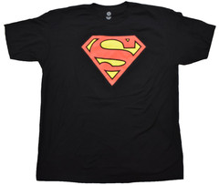 DC Comics Superman Red & Yellow Symbol Logo Mens Black Shirt New S-3XL