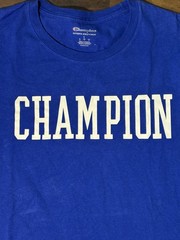 Champion Authentic Men’s Large Blue Spell out T-shirt Embroidered Logo