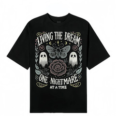 Women’s Soft Fabric Vintage-Inspired Streetwear Short-Sleeve T-Shirt – “Living T