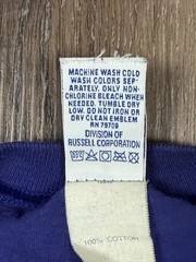 Vintage Russell Athletic T-Shirt Large Royal Blue High Cotton Pocket 90s
