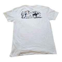 New Western Desert Longhorn Skull Cactus Graphic Tee Cotton Size Large White…