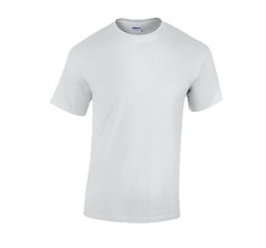 Gildan Men’s T-Shirt Heavy Cotton Short Sleeve Plain Blank White Tee Sz 2XL New