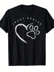 Dog Lover Treat Dealer Paw Print Graphic T-Shirt Retro Pet Owner Humor Tee
