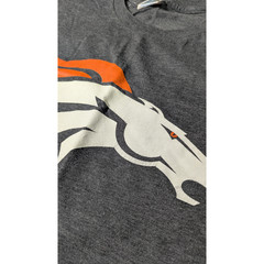 Denver Broncos Heather Gray Tri-Blend Cotton-Poly Blend T-Shirt Size Large