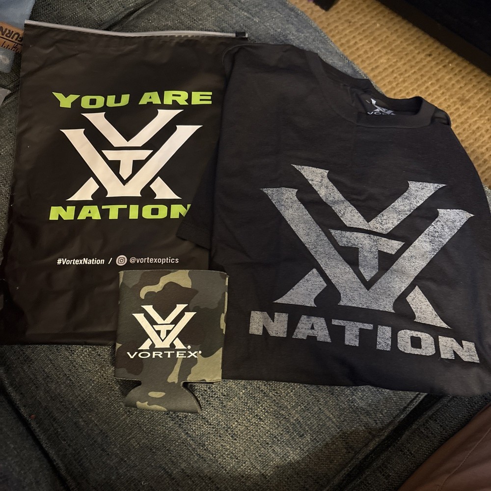 Vortex Optics NATION Black Blend Shirt Large + Koozie