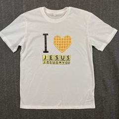I Love Jesus Waffle Vinyl Printed Graphic T-Shirt Mens Medium *See Description