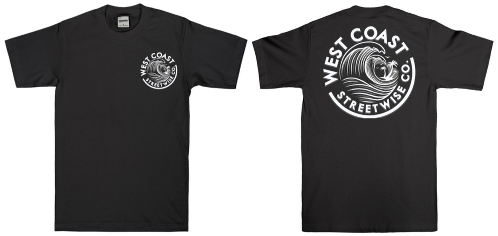 Streetwise Wave Coast Graphic T-Shirt Black M-L-XL-2XL-3XL-4XL-5XL