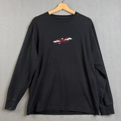 Jordan Mens Flight Long Sleeve Graphic T-Shirt Black Red Size M 100% Cotton