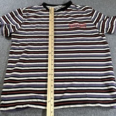 Welcome Striped T Shirt Mens Medium Purple Black Streetwear Graphic Tee