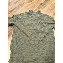 Zara Mens Olive Green Geometric Textured Triangle Pattern Short Sleeve Shirt L