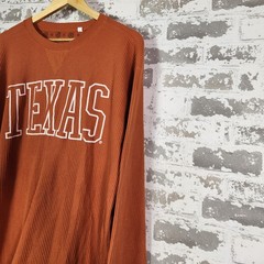 Pressbox Texas Longhorns Thermal Shirt Men’s Large Burnt Orange Waffle Knit