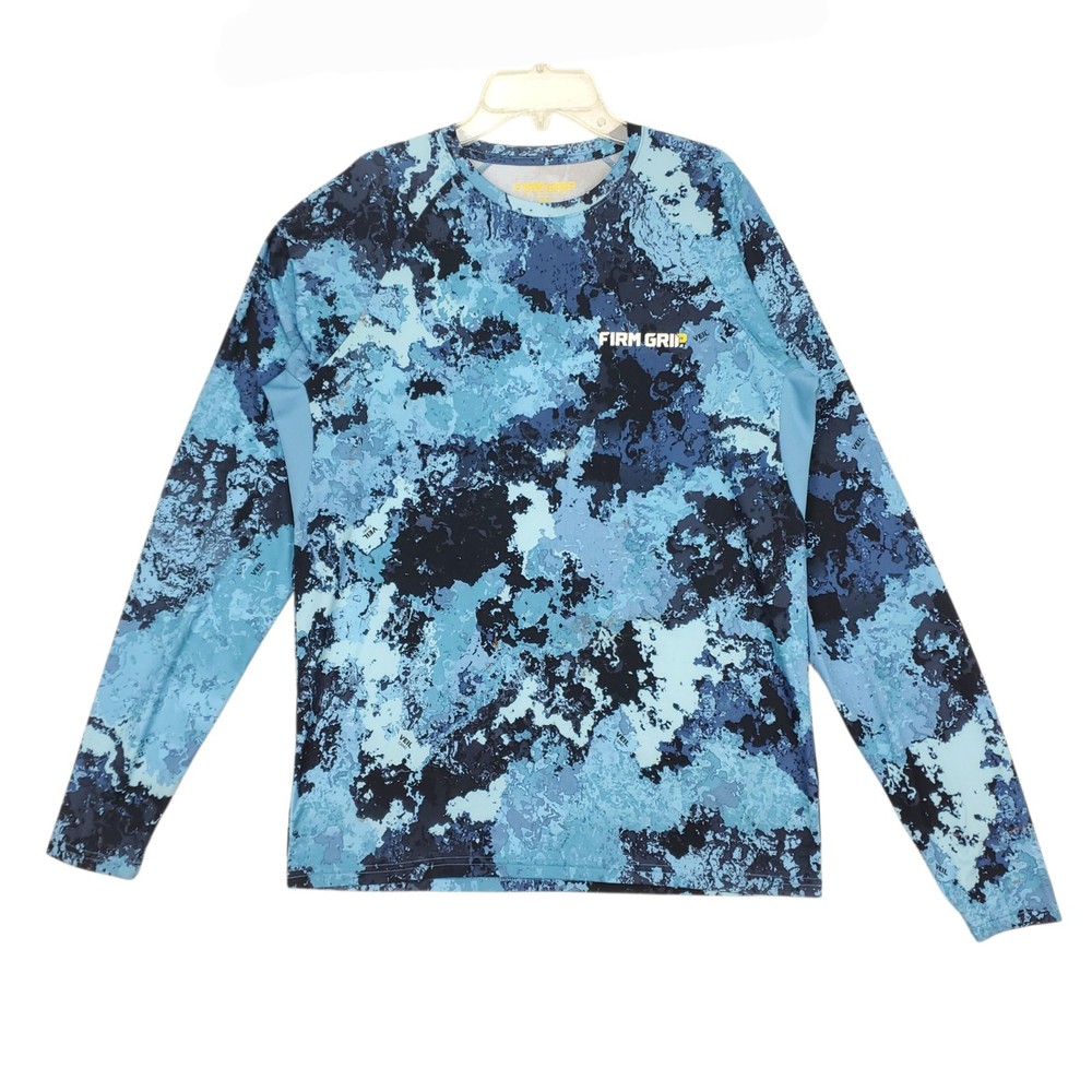 Firm Grip Shirt Mens M Blue Camouflage Long Sleeve Outdoors Workwear Lightweight