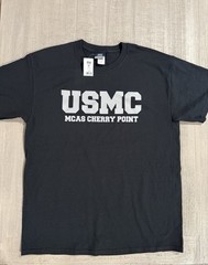 UNITED STATES MARINE CORPS – “USMC MCAS CHERRY POINT” – Black T-Shirt -Sz LARGE