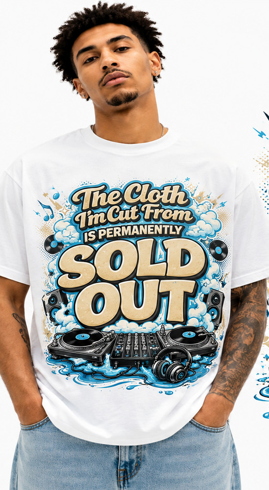 DJ Music T The Cloth I’m Cut From Sold Out Tee White Shirt Streetwear Graphic