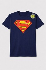 🔥NEW Superman Glow-in-the-Dark Logo T-Shirt, Dark Blue, Size Small 🔥