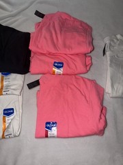 Lot of 7 New Gildan Cotton T-Shirts – Mixed Size(S, M, 2XL) – Pink, White, Black