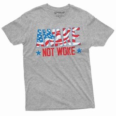 Men’s Awake not Woke T-shirt Birthday Gift Graphic Tee Shirt