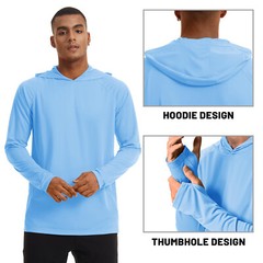 UPF50+ Skin Sun Protection T-Shirts Men’s Long Sleeve Performance Casual Hoodie