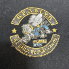US Navy Shirt Mens Fits XL/XXL Black Seabees USN Military Utility Relaxed
