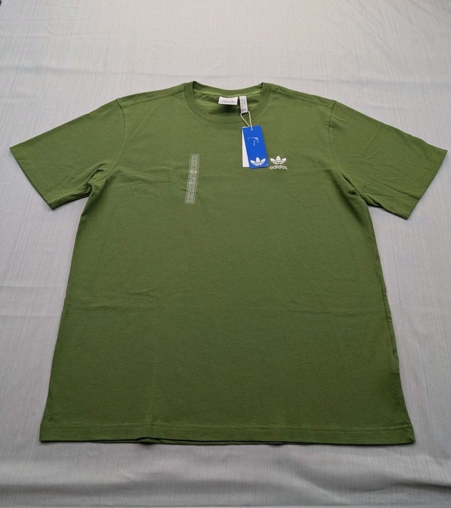 New Adidas Trefoil Essentials Tee Shirt Mens Size Large Tech Olive TShirt