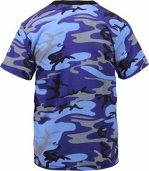 Mens Electric Blue Camouflage Tactical Military Short Sleeve T-Shirt