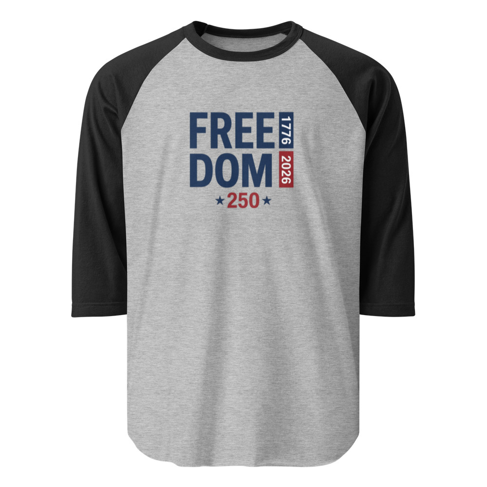 FREE-DOM 250 1776 – 2026 3/4 sleeve raglan shirt