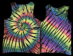 *New* Handmade Tie Dye, Spiral or Diagonal Rainbow Black Tank, Men’s or Women’s