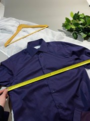 Eton Contemporary Fit Shirt Purple Micro Pattern Textured Cotton Size 40/15 3/4