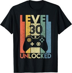 Level 30 Unlocked Funny Video Gamer 30th Birthday Gift Unisex T-Shirt