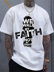 Men’s Christian Graphic Print Casual Crew Neck T-Shirt Streetwear Fashion Tee